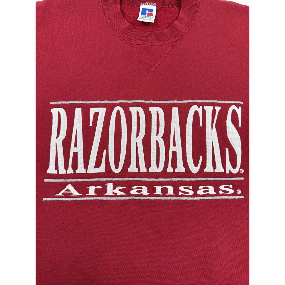 Vintage Arkansas Razorbacks Sweater Mens Large Red NCAA College Football 90s